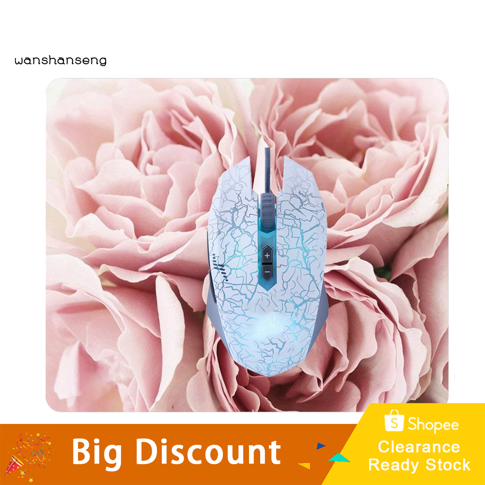 Tấm Lót Chuột Hình Chữ Nhật Mềm Mại Chống Trượt In Họa Tiết Hoa