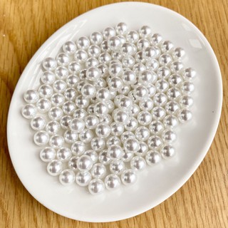 Hạt Ngọc Trai Nhựa Trắng KHÔNG LỖ 6mm, 8mm, 10mm, 12mm