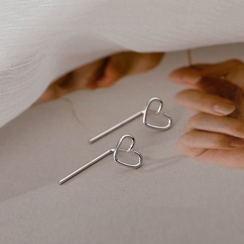 Bông tai bạc hình trái tim độc đáo thời trang dành cho nữ