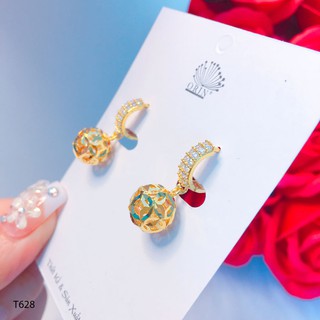 Bông tai nữ, khuyên tai kim tiền may mắn tài lộc đính đá cao cấp Orin T628