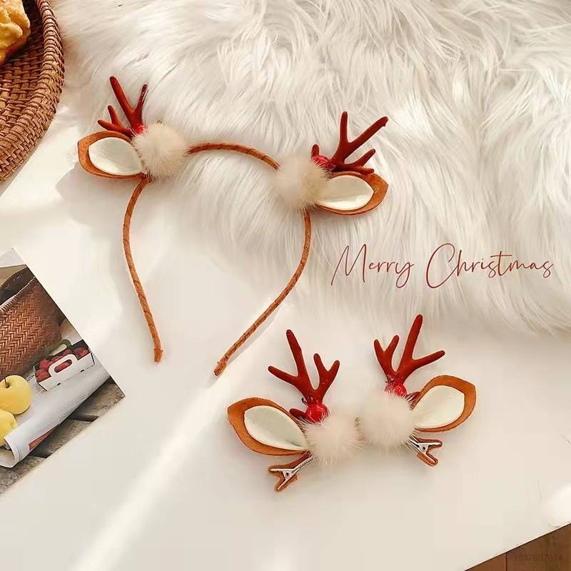 Băng đô cài tóc hình sừng tuần lộc giáng sinh dễ thương dành cho bé