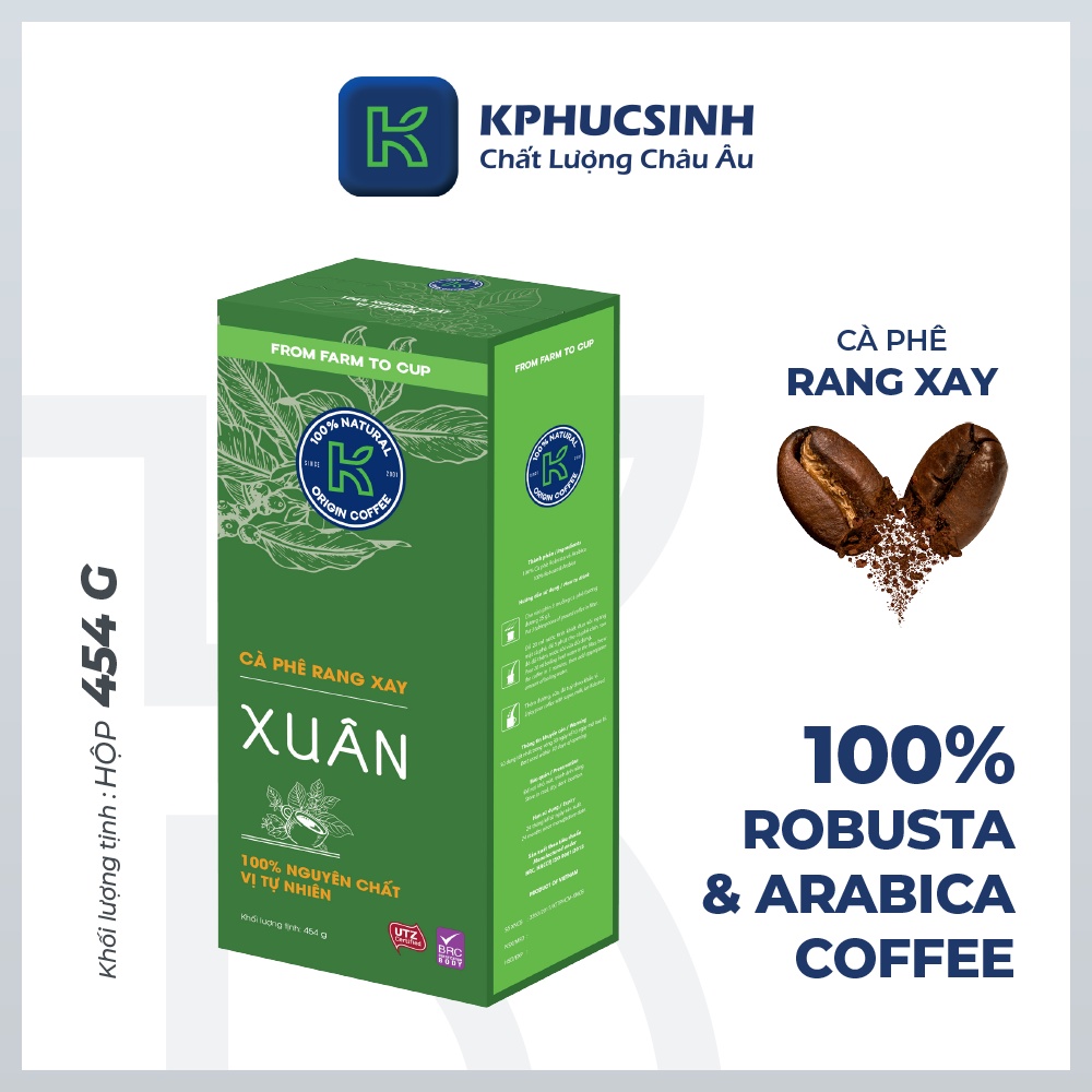 Combo 2 hộp cà phê rang xay xuất khẩu Xuân 454g/hộp KPHUCSINH - Hàng Chính Hãng