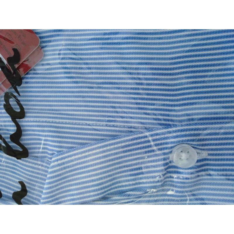 Áo sơ mi nữ Thái Hòa sọc xuôi màu xanh đậm mã 283 chất sợi tre pha cotton và Poly