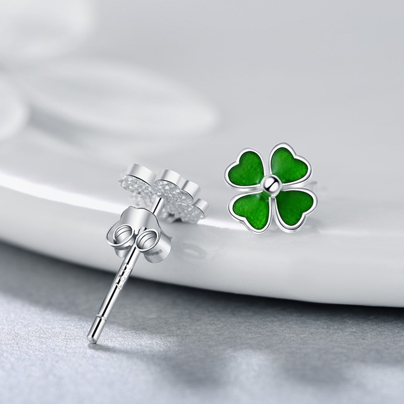 Bông Tai Hình Cỏ Bốn Lá Nhỏ Xinh Đơn Giản Sáng Tạo Thời Trang