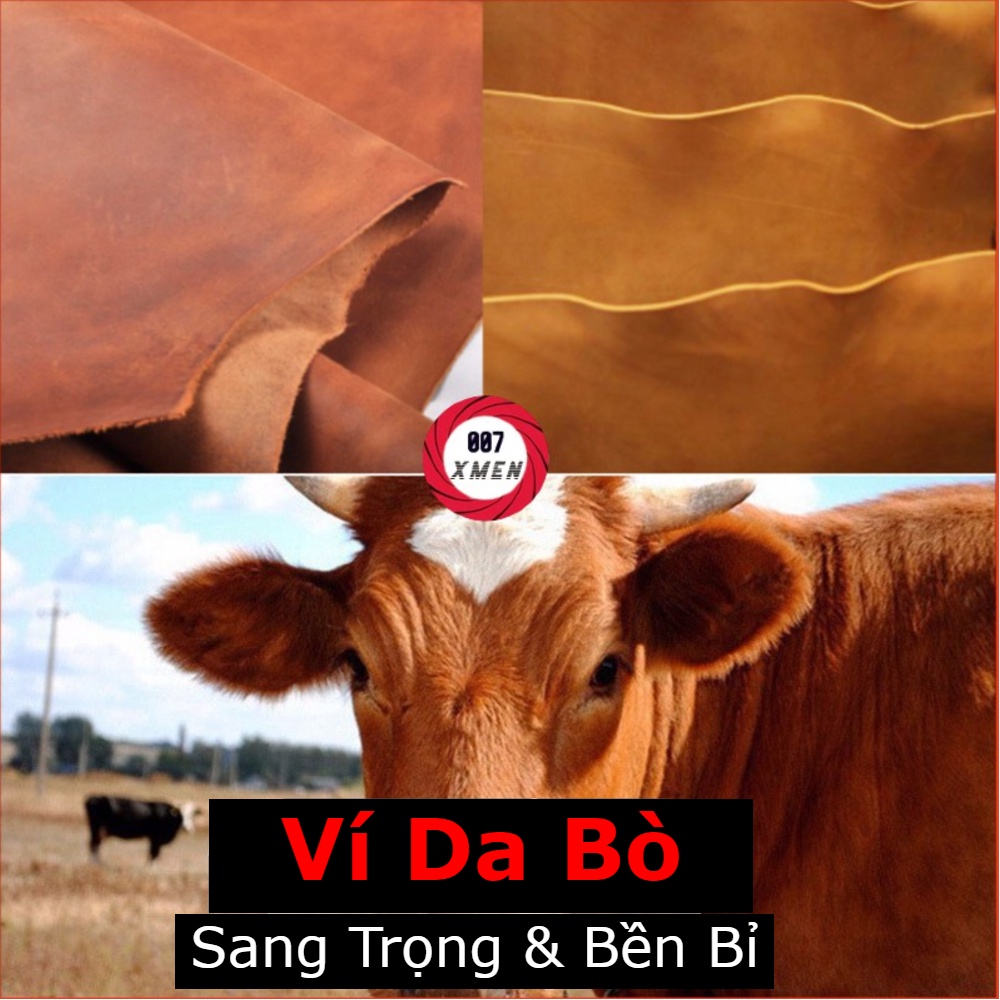 [ Da Bò Thật 100% ] Ví Nam Da Bò Dáng Đứng Ngang Có Khe Sim - Bóp Nam BH 12 tháng Tặng Móc Khóa