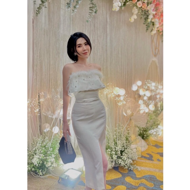 Đầm cup viền lông thỏ