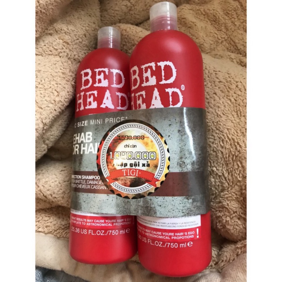 Dầu Gội + Xả TIGI_BEDHEAD Đỏ 750ml ,Bộ Dầu Gội Xả Phục Hồi Tóc Khô Sơ Hư Tổn Cấp độ 3
