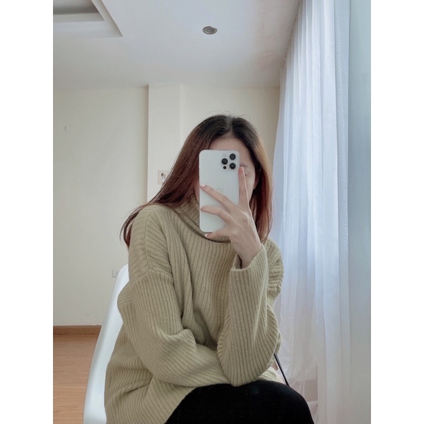LINA SHIRT - áo len cổ lọ dáng xẻ