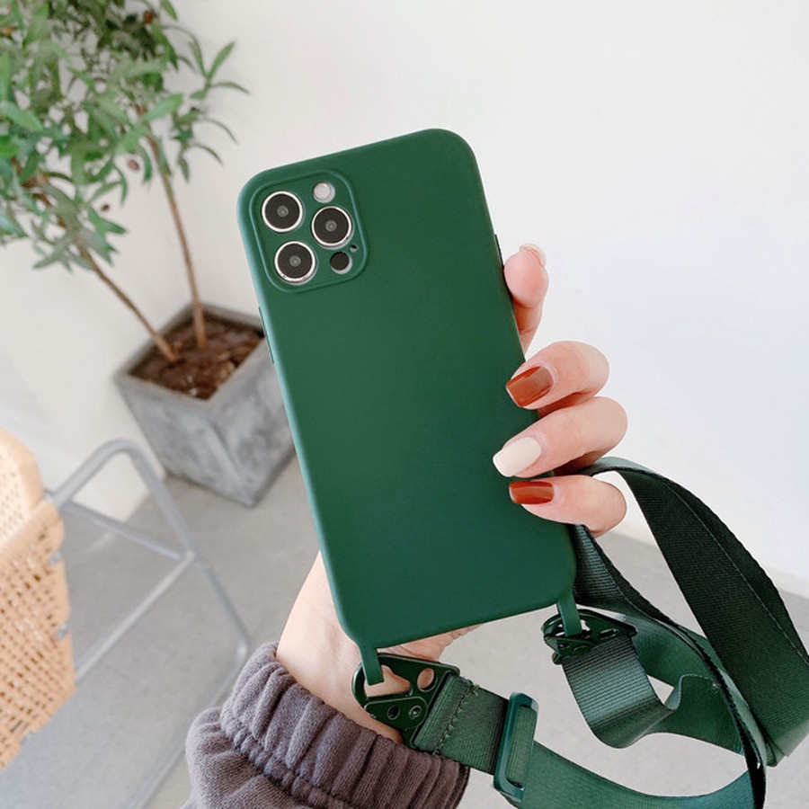 Ốp Điện Thoại Silicon Dẻo Kèm Dây Đeo Chéo Thời Trang Cho iphone 13 12 15 pro max ip 14 pro max iphone 13