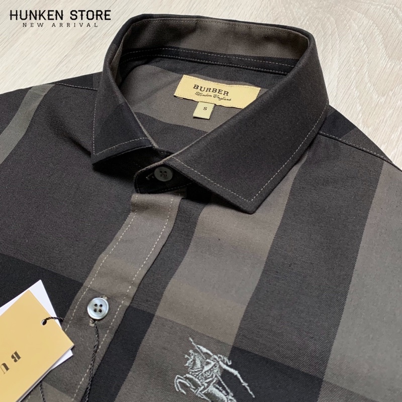 Áo sơ mi nam kẻ sọc caro BBR logo thêu đẹp Sơ mi tay dài kiểu dáng lịch lãm Cotton gân cao cấp ít nhăn | HunKen Store