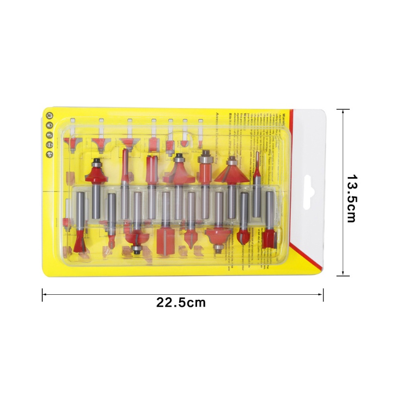 Bộ 15 Mũi Phay Router 1 / 4 Inch Cắt Thẳng Cho Chế Biến Gỗ