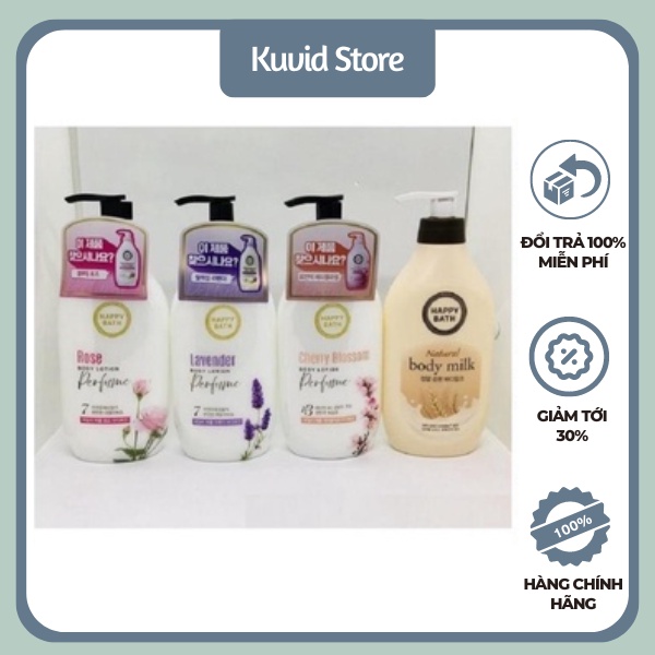 Sữa Dưỡng Thể Happy Bath Hàn Quốc, Chai 450ml, Giúp Dưỡng Da Trắng Sáng Mịn Màng, Lưu Hương Thơm Quyến Rũ VIP