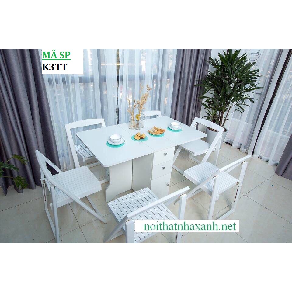 Bàn Ăn Thông Minh Gấp Gọn Đủ Mẫu - Bàn 4 Ghế 1m4 MDF