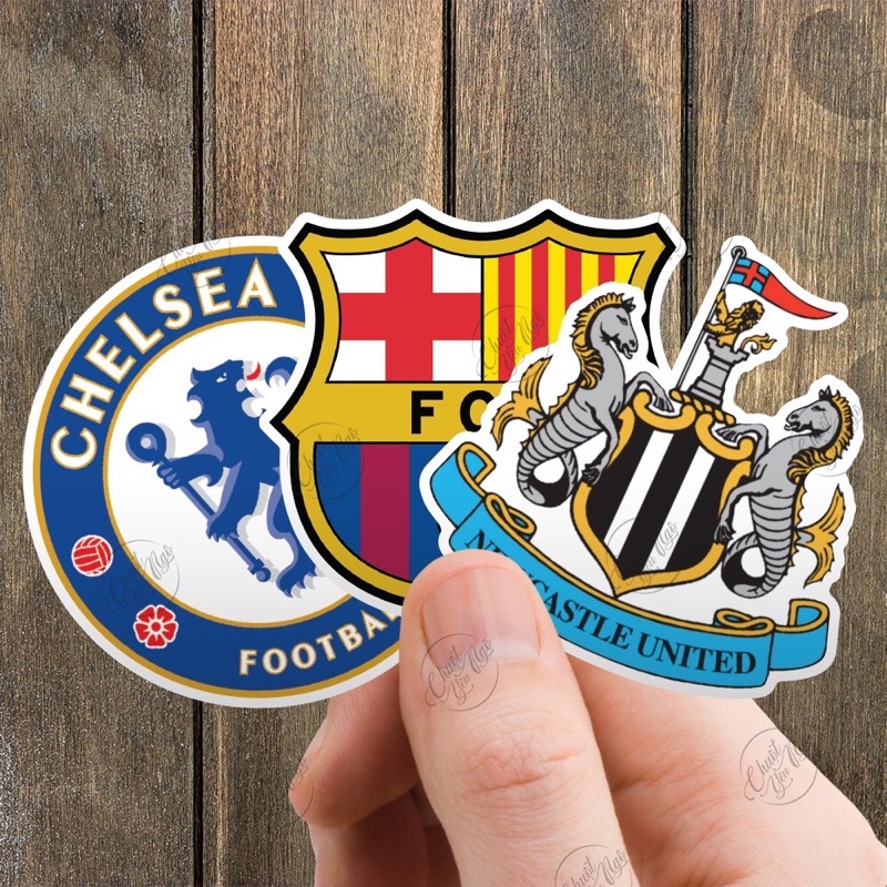 Combo 40 sticker logo CLB bóng đá nổi tiếng không trùng chất liệu decal chống nước trang trí xe, nón bảo hiểm NT 38
