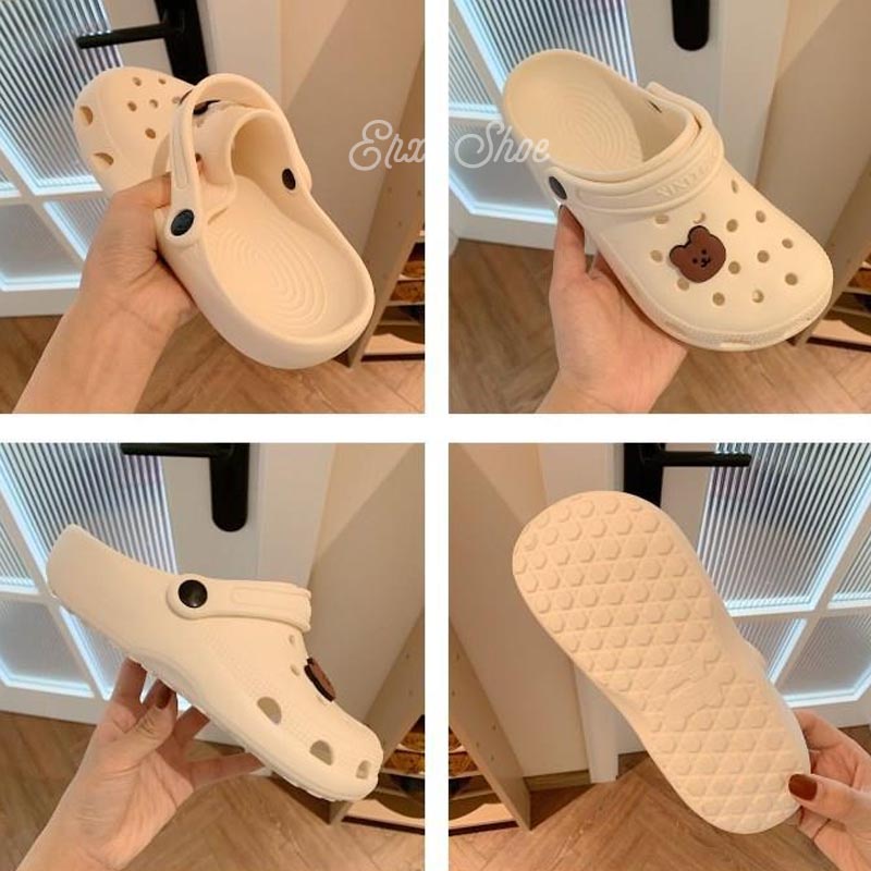 Oeggeo Giày Đục Lỗ Đế Bằng Hình Gấu Hoạt Hình Ngày Mưa Và Ngày Nắng Cho Nam Và Nữ