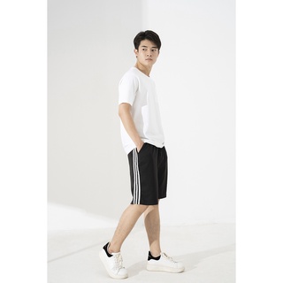 Quần đùi nam nữ 3 sọc form suông chiều dài ngang gối
