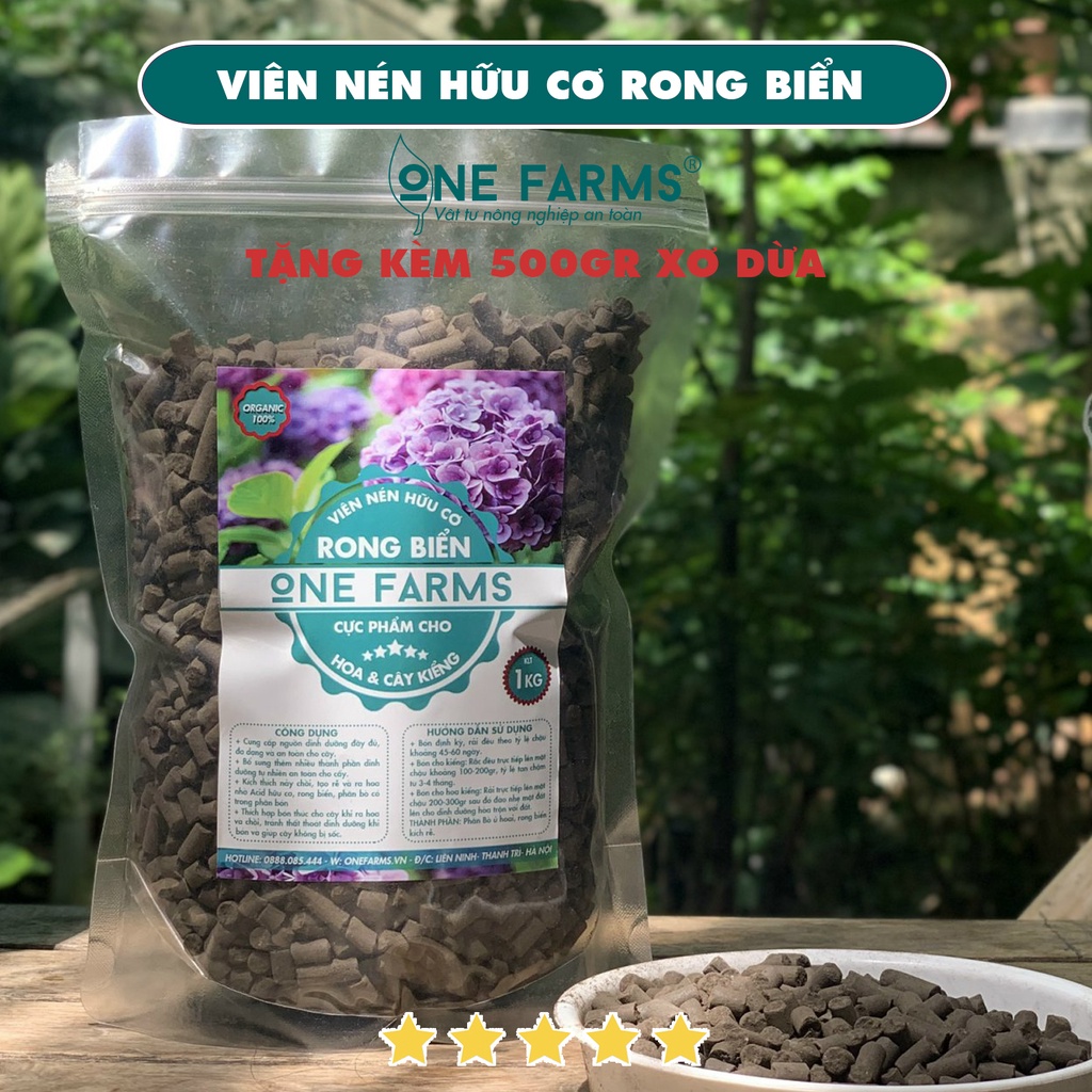[1kg - mua 5 tặng 1 xơ dừa] Viên nén hữu cơ rong biển cực phẩm cho hoa và cây kiểng trồng trong chậu.