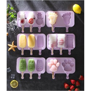 Khuôn Silicone Làm Kem Que  kèm nắp đậy Khuôn làm kem có nắp đậy