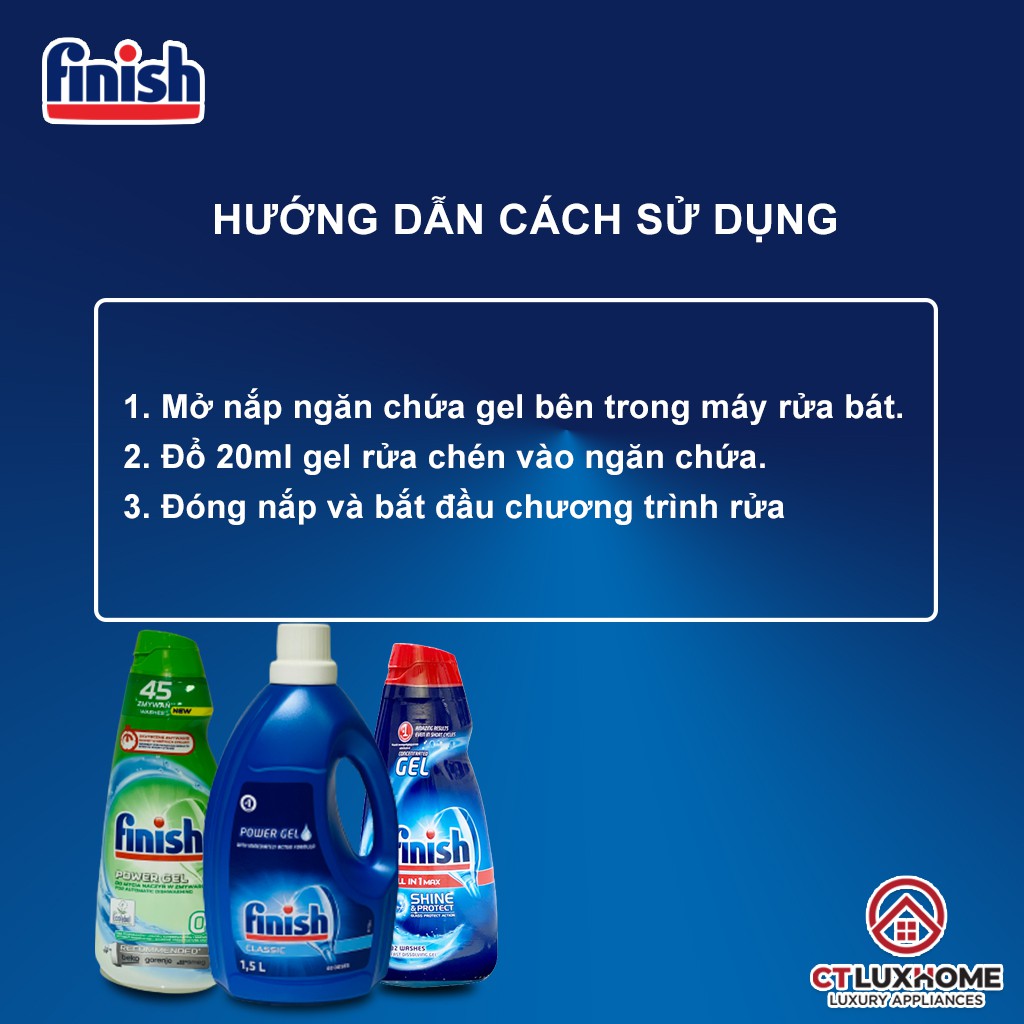 Gel rửa chén bát Finish - Gel rửa chén bát Eco 0% [chính hãng, rẻ vô địch]