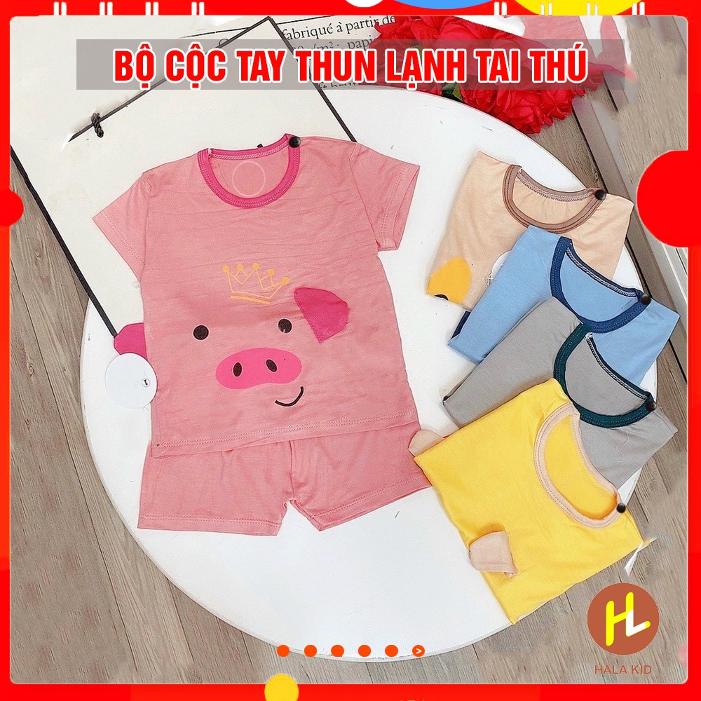 Bộ quần áo cộc tay thun lạnh TAI THÚ cho bé (6-16kg) - QATE653