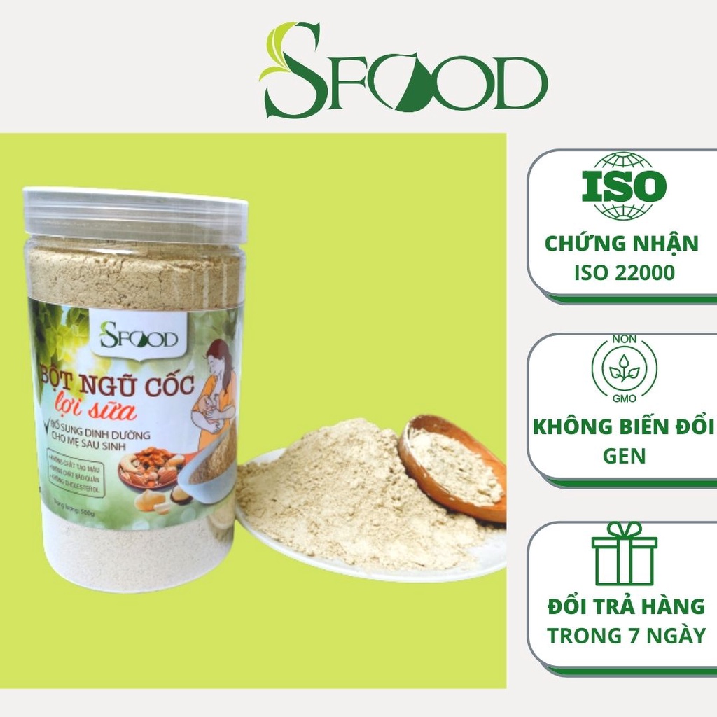 Bột ngũ cốc lợi sữa SFOOD 13 loại hạt hộp 500gram, bột ngũ cốc bà bầu