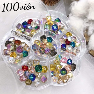 Hộp đá khối mix màu 100 viên size vừa