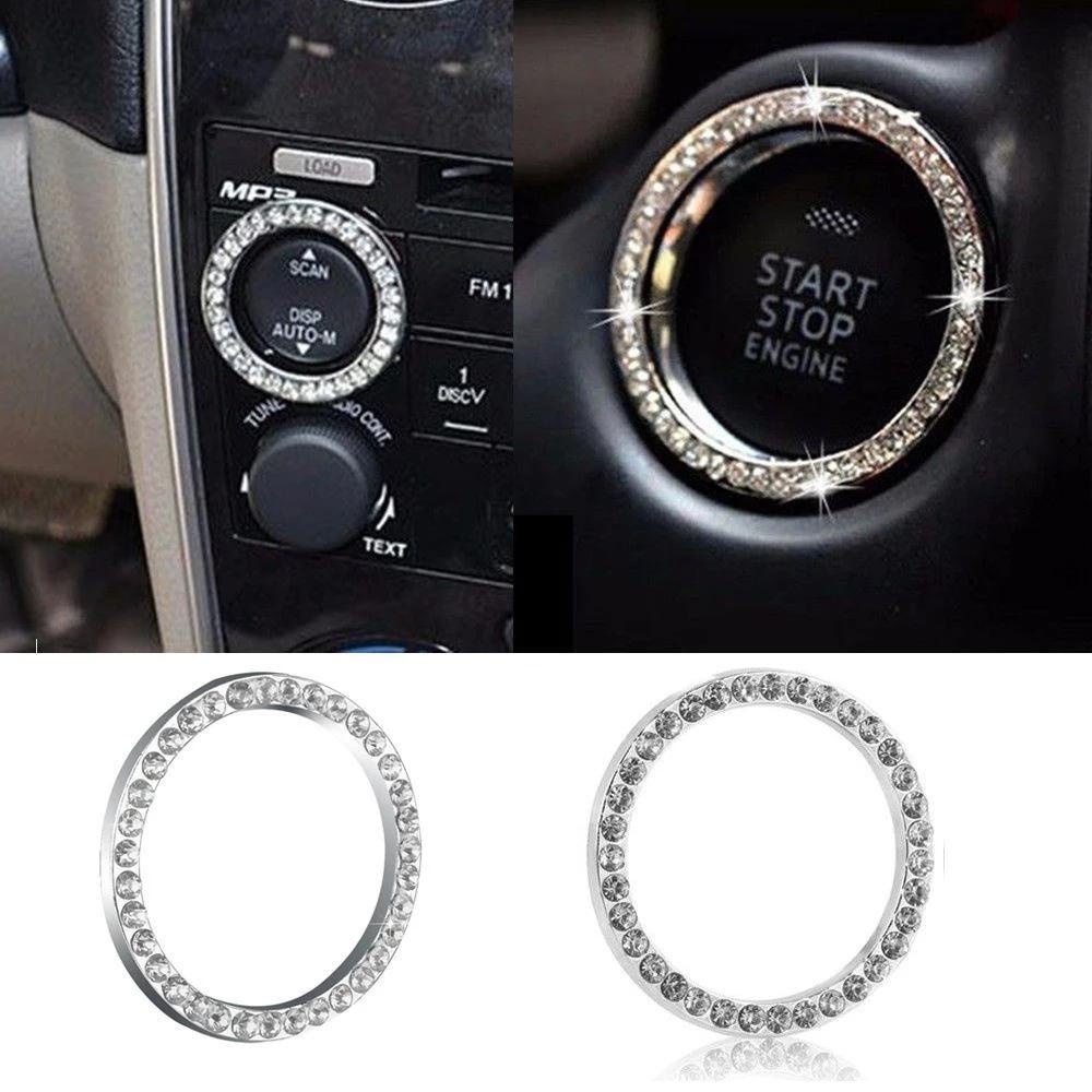 AUGUSTINE Vòng Trang Trí Nút Khởi Động Xe Hơi Đính Đá Lấp Lánh 40mm / 1.57 &quot;