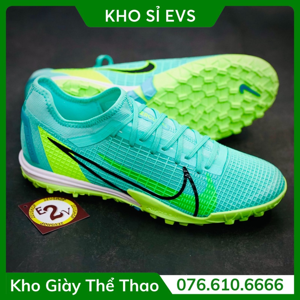 Giày đá bóng nam cỏ nhân tạo 𝐙𝐨𝐨𝐦 𝐌𝐞𝐫𝐜𝐮𝐫𝐢𝐚𝐥 𝐕𝐚𝐩𝐨𝐫 𝟏𝟒 Pro Xanh Ngọc, giày đá banh thể thao form mềm - 2EVSHOP