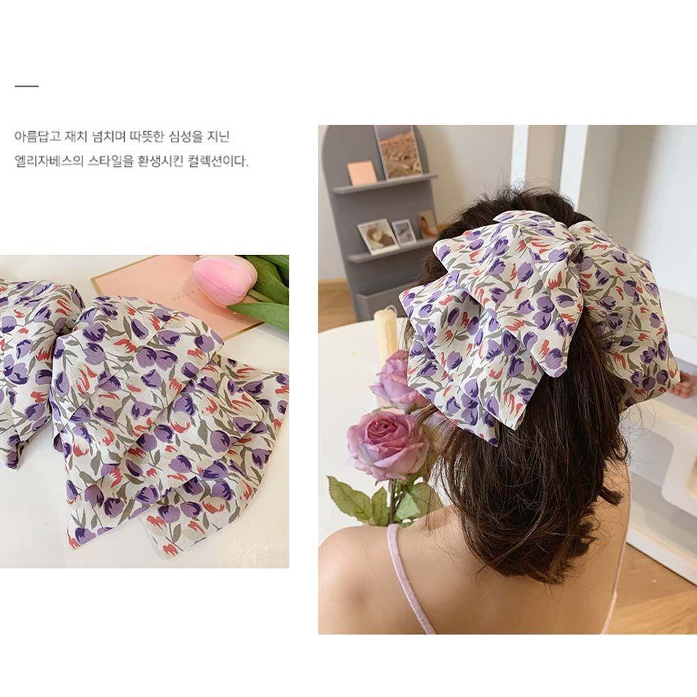 JARRED Kẹp Tóc Càng Cua Vải Voan In Hoa Kiểu Hàn Quốc Dễ Thương