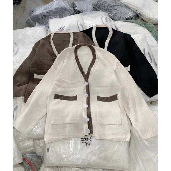 Áo cardigan trơn viền - ảnh thật 3 màu