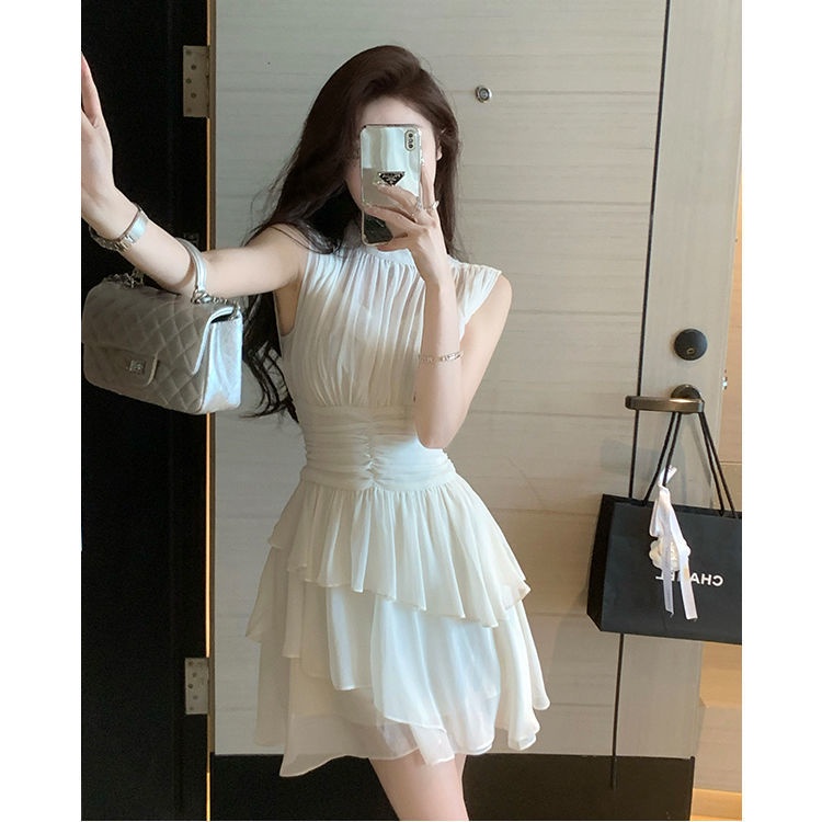 Đầm Chiffon Sát Nách Ôm Eo Thiết Kế Độc Đáo Thời Trang Cho Nữ