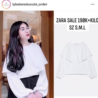 Áo trắng cổ bèo trơn 5584/151 +2% phí shopee