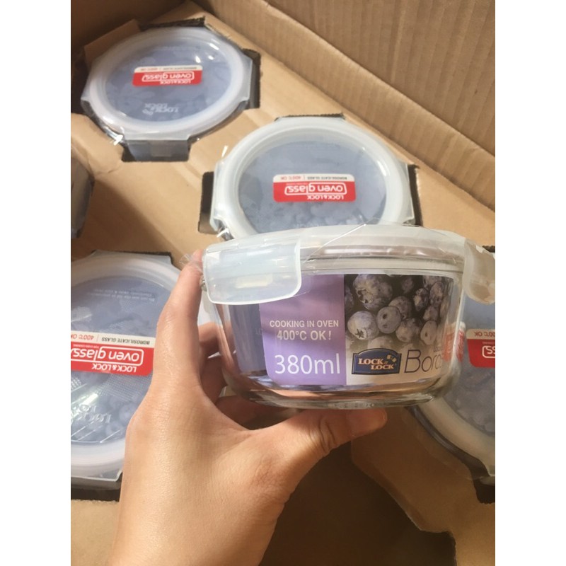 Thố thuỷ tinh lock and lock 380ml/400ml cao cấp chịu nhiệt