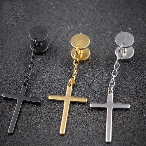 Bông Tai Nam Thánh Giá Tòn Ten Titan Ko Rỉ TT 2343