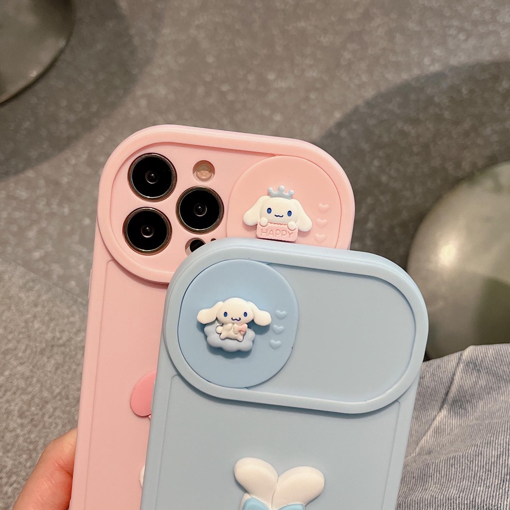 Ốp lưng máy ảnh trượt giai điệu hoạt hình cho iphone xs max xr x 11 13 12 pro max