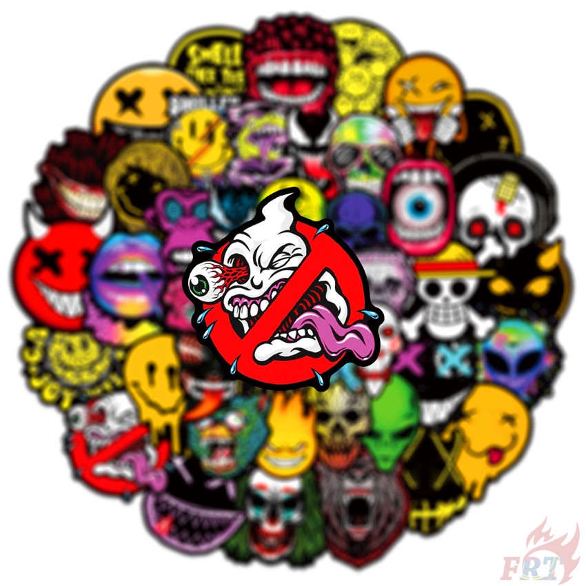 ❉ Bộ 01 Sticker Dán Trang Trí Hình Khuôn Mặt Kinh Dị Vui Nhộn ❉ Bộ 50 Sticker Chống Thấm Nước Họa Tiết Doodle Hợp Thời Trang