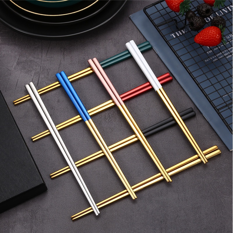Đôi đũa thép không gỉ 304 dáng vuông 23cm chống trượt tiện lợi