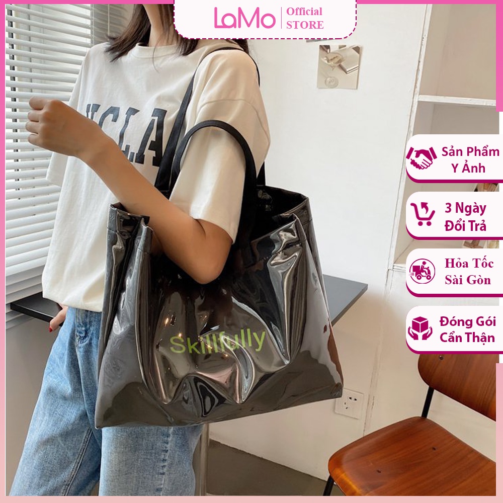 Túi Tote Trong Suốt Chữ SKILLFUL Đeo Vai Bằng Pvc Thời Trang, Túi Xách Trong Suốt Cỡ Lớn
