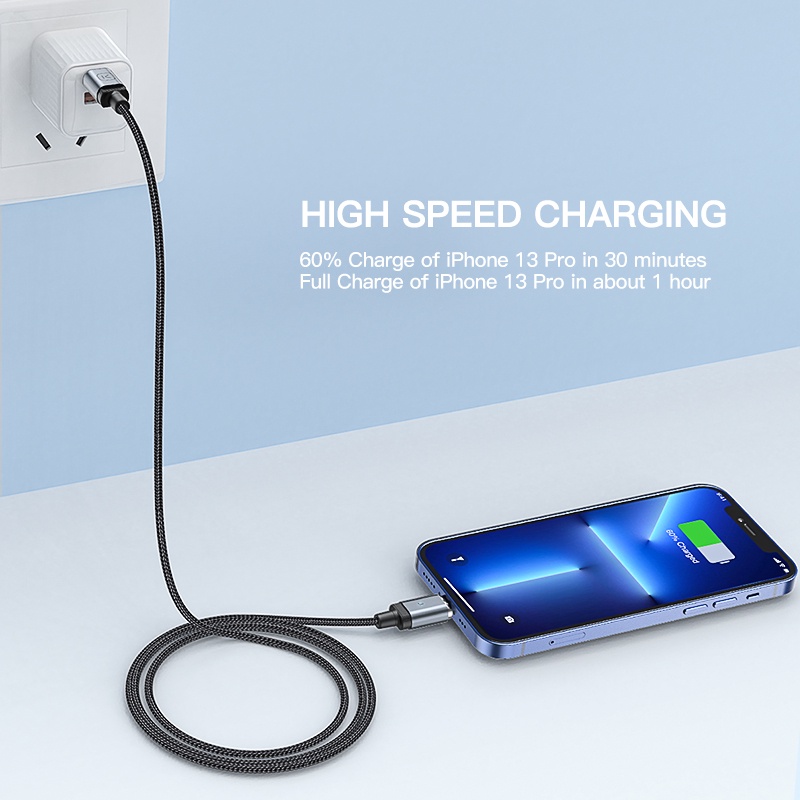 Dây Cáp KUULAA 65W LED USB C Từ Tính 27W Type C Sang Lightning PD Cho Huawei Xiaomi Samsung iPhone 14 13