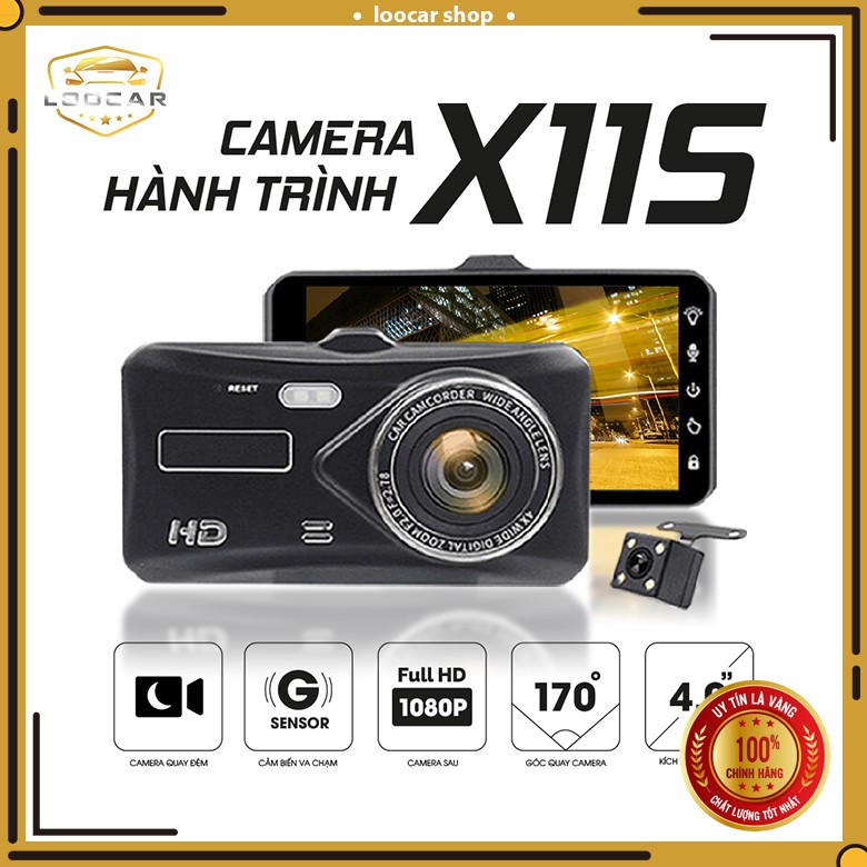 Camera Hành Trình Xe Hơi Màn Hình Cảm Ứng Full 4 Inch - Camera Hành Trình X11S Tích Hợp Cam Lùi Quay Video HD