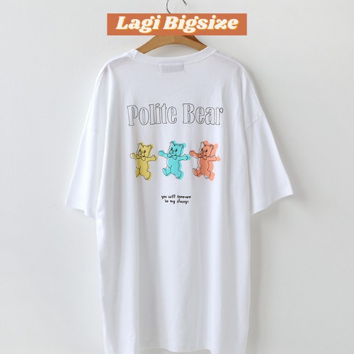 Áo phông, áo thun nữ form rộng tay lỡ IN HÌNH GẤU HÀN QUỐC - BIGSIZE từ 50KG đến 90KG - LAGI BÉO