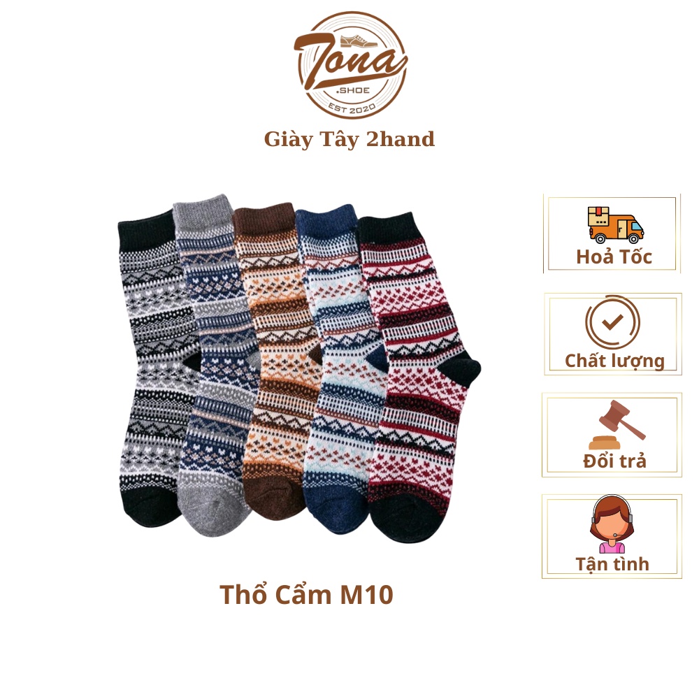 [TonaShoe] Tất Thổ Cẩm Nam Nữ Vintage Cổ Cao M10