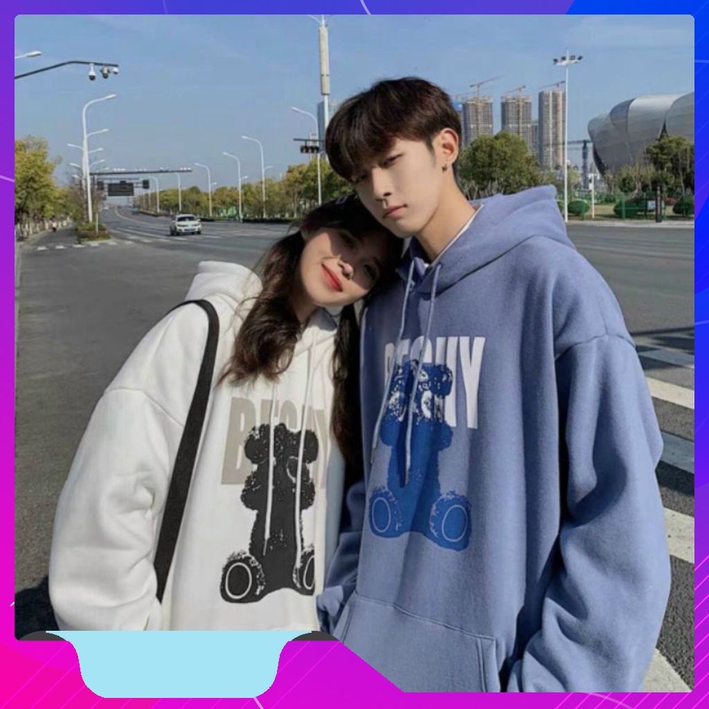 Áo hoodie nữ form rộng, Áo hoodie nữ form rộng nỉ dày có mũ unisex 4 màu  mặc nhà đi chơi đi