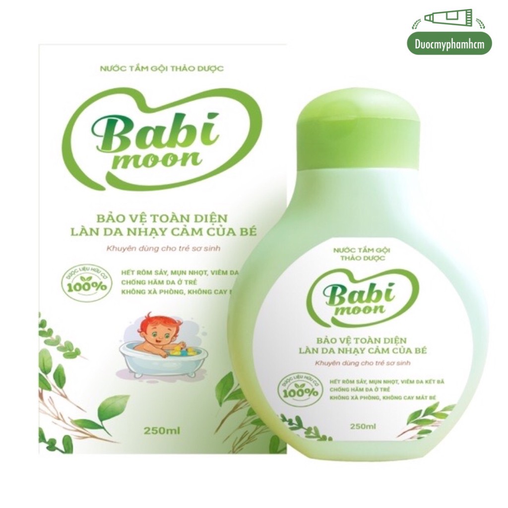 Nước tắm gội thảo dược Babi moon - 250ml - Bảo vệ toàn diện làn da nhạy cảm của bé