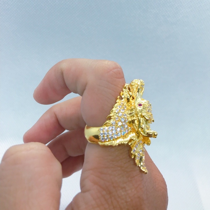 Nhẫn nam đầu rồng đính ngọc cực sang Ixora Jewelry NN06