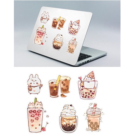 Sticker trà sữa A3 S30T24 chống thấm nước decal sticker dán laptop mũ bảo hiểm xe sticker cao cấp chủ đề