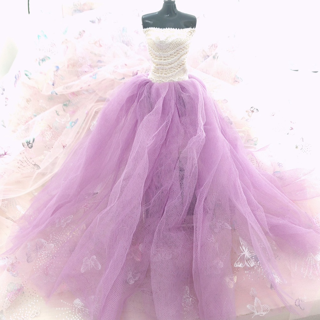 Mẫu váy cưới búp bê cô dâu 30cm ren lưới