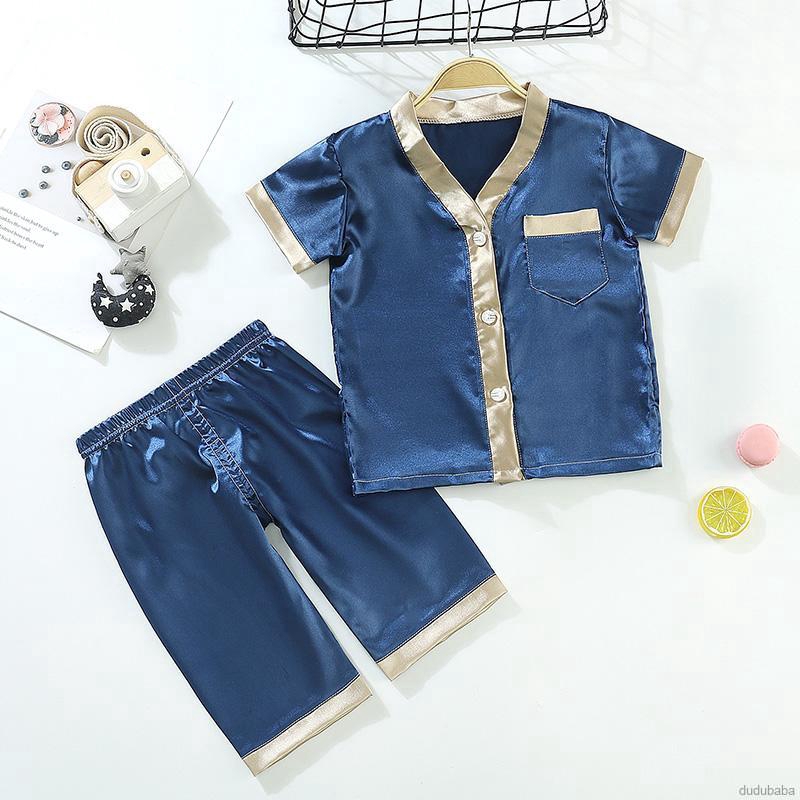 Set Đồ Ngủ Ngắn Tay In Họa Tiết Dễ Thương Cho Bé