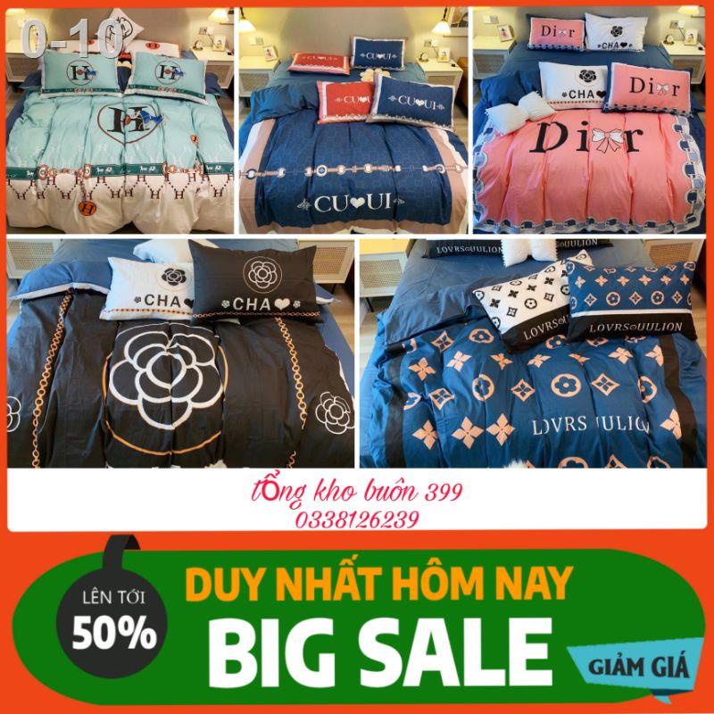 💥 set (bộ) chăn ga gối 4 món nỉ nhung in logo chanel, lv, Gucci thương hiệu, nệm, chăn, mền