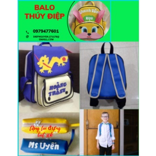 Combo #Balo cho bé học cấp 1 và túi đồ dùng học tập cho bé 6 tuổi- 12 tuổi không có lót bên trong